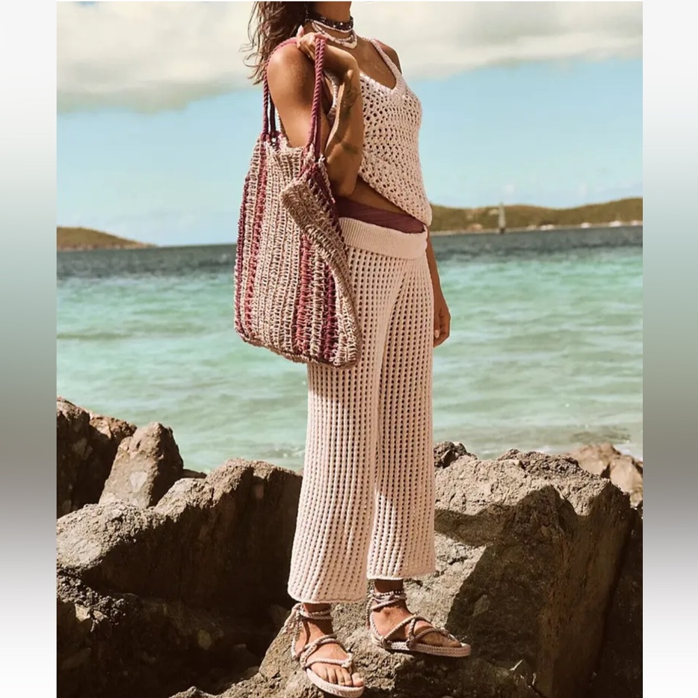 Free People Under The Palm Woven Tote Bag NWT!